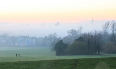 Spires in the mist, viewed from South Park